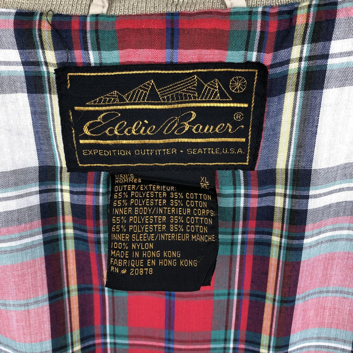 90'S Eddie Bauer Harrington Jacket, Swing Top, Men's XL equivalent, Check Pattern Liner, Vintage polyester Beige type Vintage Second Hand