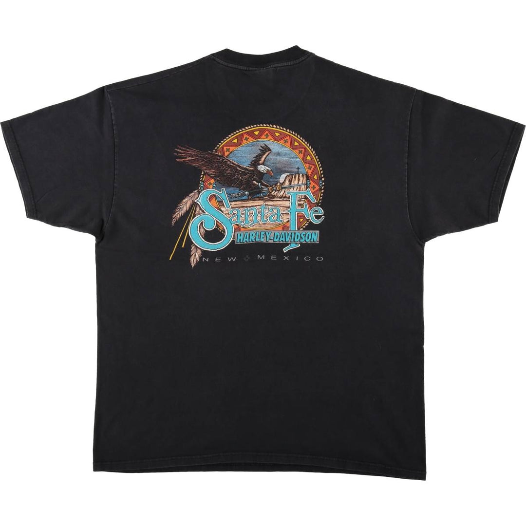 90'S Harley-Davidson Hanes BEEFY-T Eagle Pattern Motorcycle T-Shirt, Made in USA, Men's XL equivalent. cotton black type Vintage Second Hand