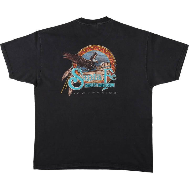 90'S Harley-Davidson Hanes BEEFY-T Eagle Pattern Motorcycle T-Shirt, Made in USA, Men's XL equivalent. cotton black type Vintage Second Hand