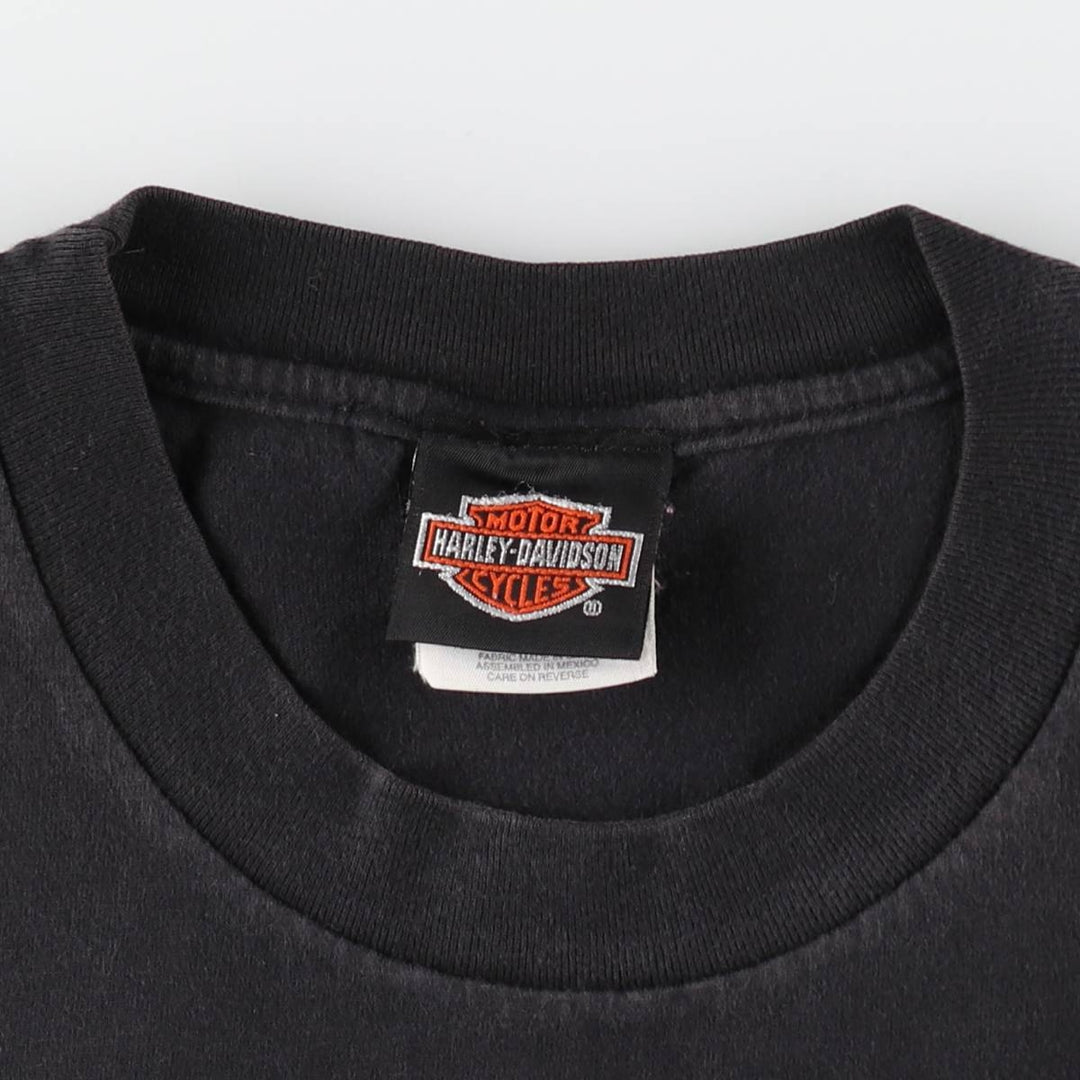 90'S Harley-Davidson Hanes BEEFY-T Eagle Pattern Motorcycle T-Shirt, Made in USA, Men's XL equivalent. cotton black type Vintage Second Hand