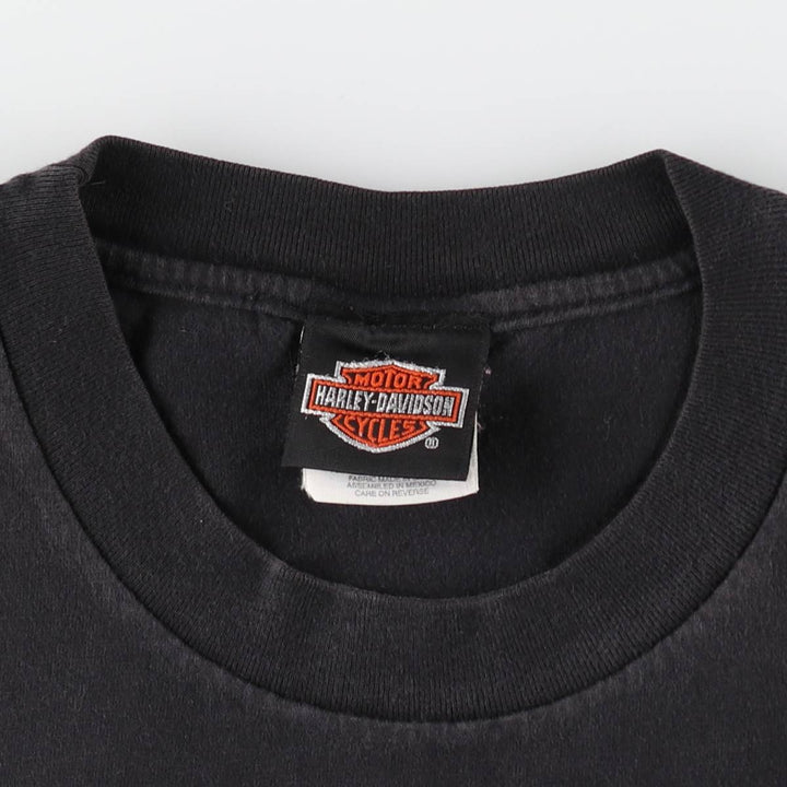90'S Harley-Davidson Hanes BEEFY-T Eagle Pattern Motorcycle T-Shirt, Made in USA, Men's XL equivalent. cotton black type Vintage Second Hand