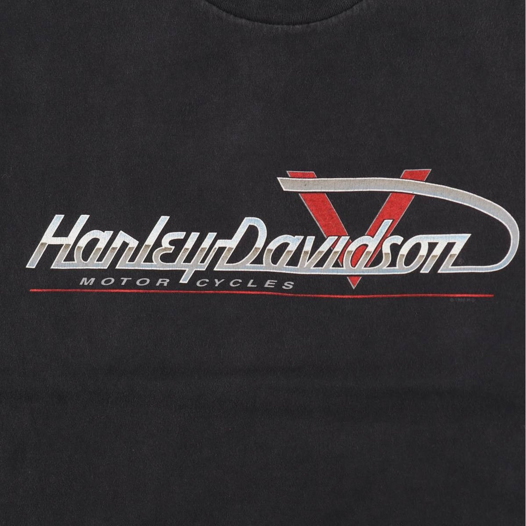 90'S Harley-Davidson Hanes BEEFY-T Eagle Pattern Motorcycle T-Shirt, Made in USA, Men's XL equivalent. cotton black type Vintage Second Hand