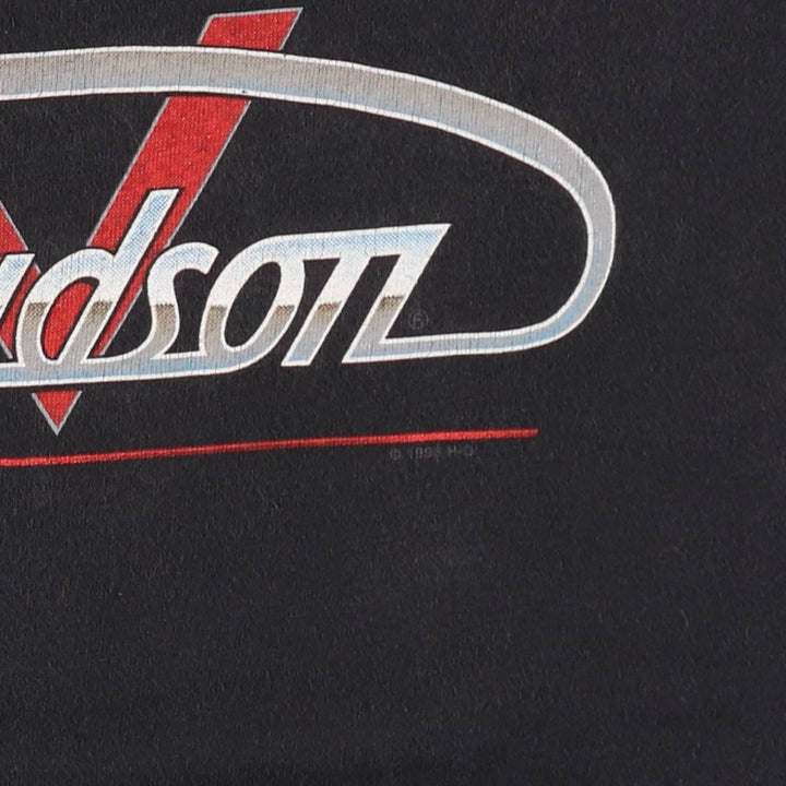 90'S Harley-Davidson Hanes BEEFY-T Eagle Pattern Motorcycle T-Shirt, Made in USA, Men's XL equivalent. cotton black type Vintage Second Hand