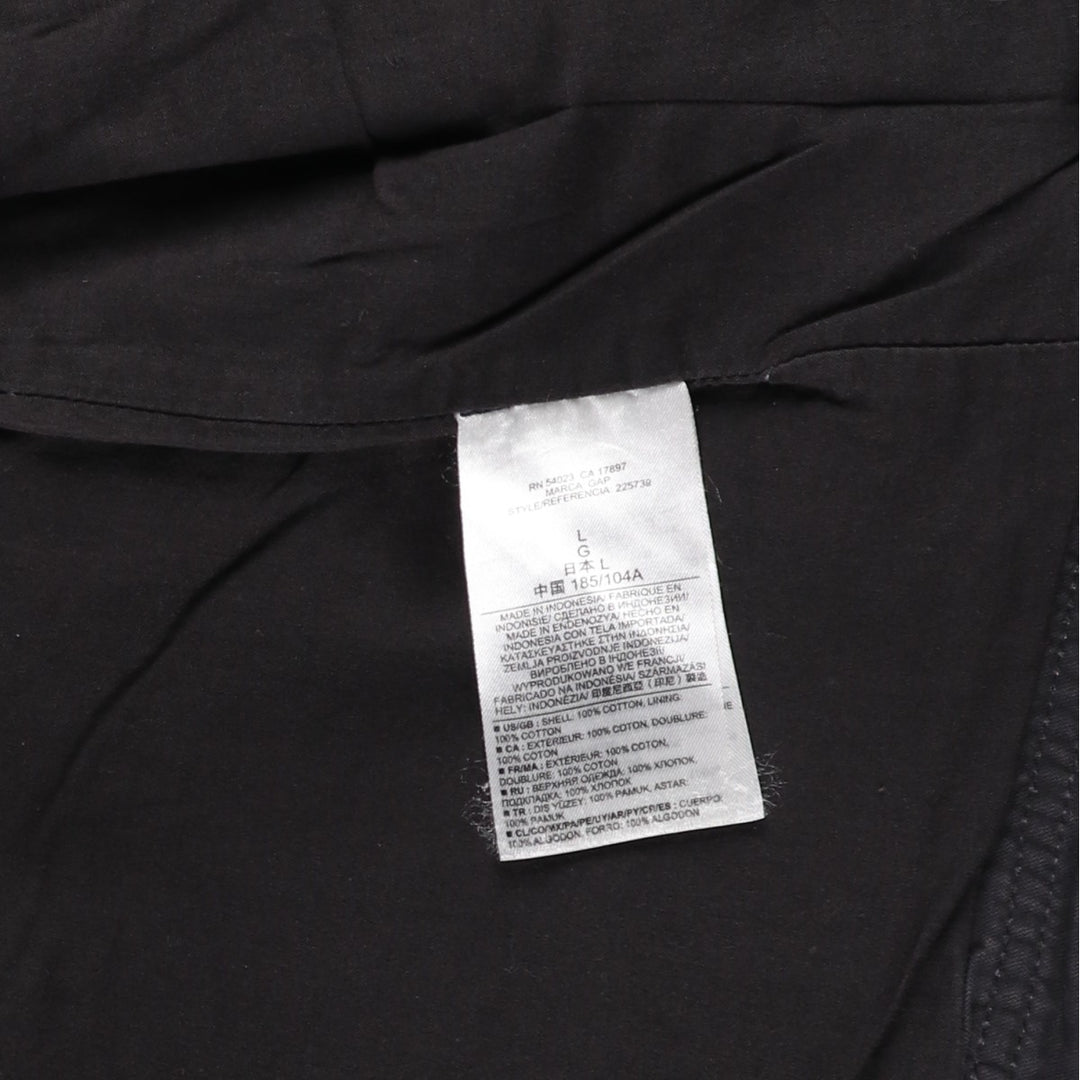 GAP hooded military jacket, men's size L (approx.) cotton black type Vintage Second Hand