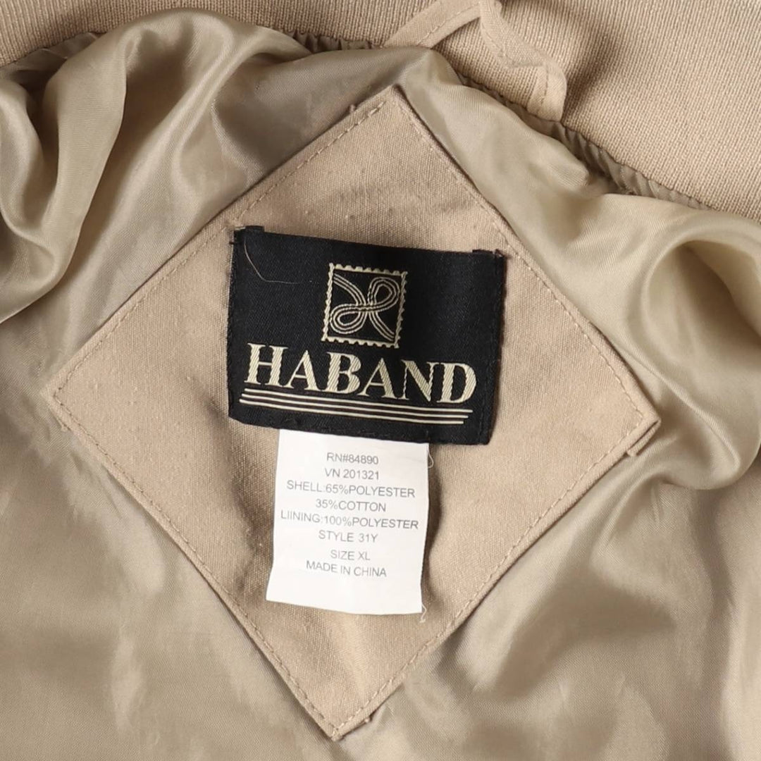 90s~00'S HABAND Derby Jacket Cup Shoulder Jacket Men's XL polyester Beige type Vintage Second Hand