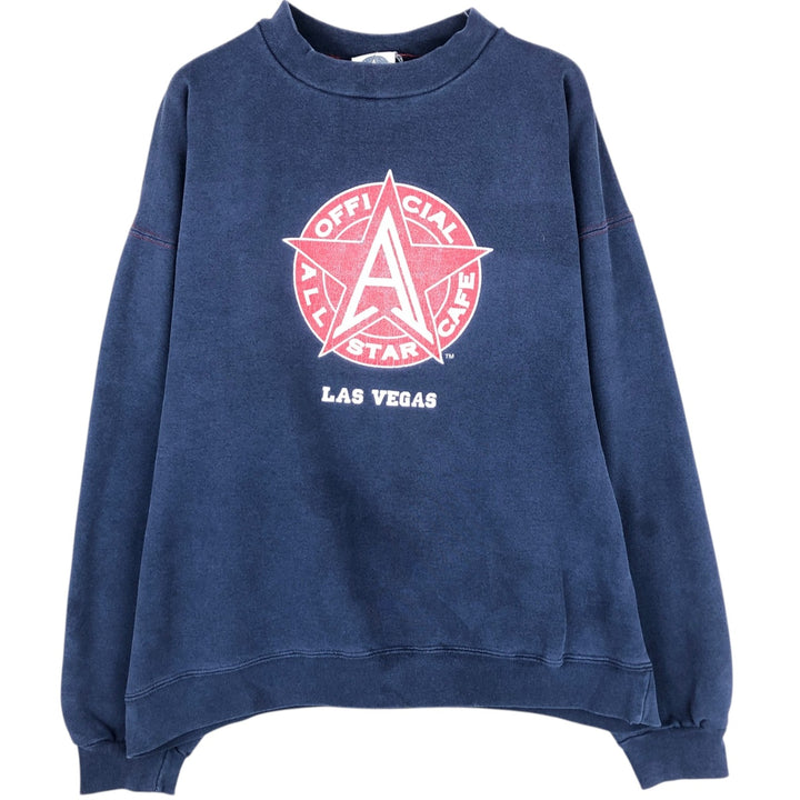 90'S All Star Cafe Advertising Sweatshirt, Made in USA, Men's Size L (approx.), Vintage cotton navy blue type Vintage Second Hand