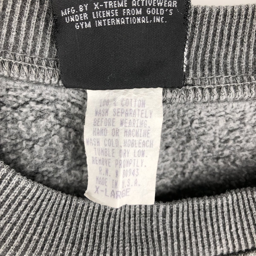 Gold's Gym advertising sweatshirt, made in the USA, men's size XL equivalent. cotton gray type Vintage Second Hand