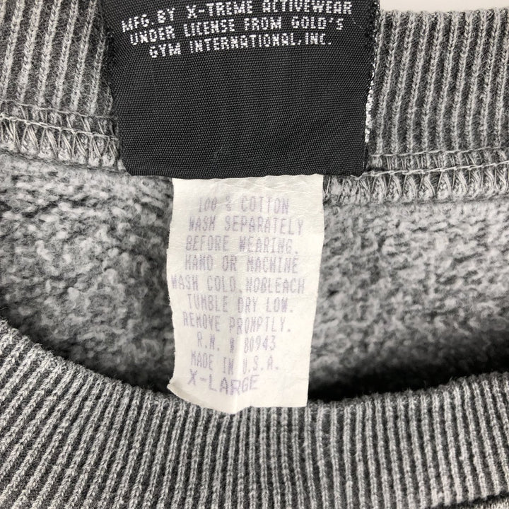 Gold's Gym advertising sweatshirt, made in the USA, men's size XL equivalent. cotton gray type Vintage Second Hand
