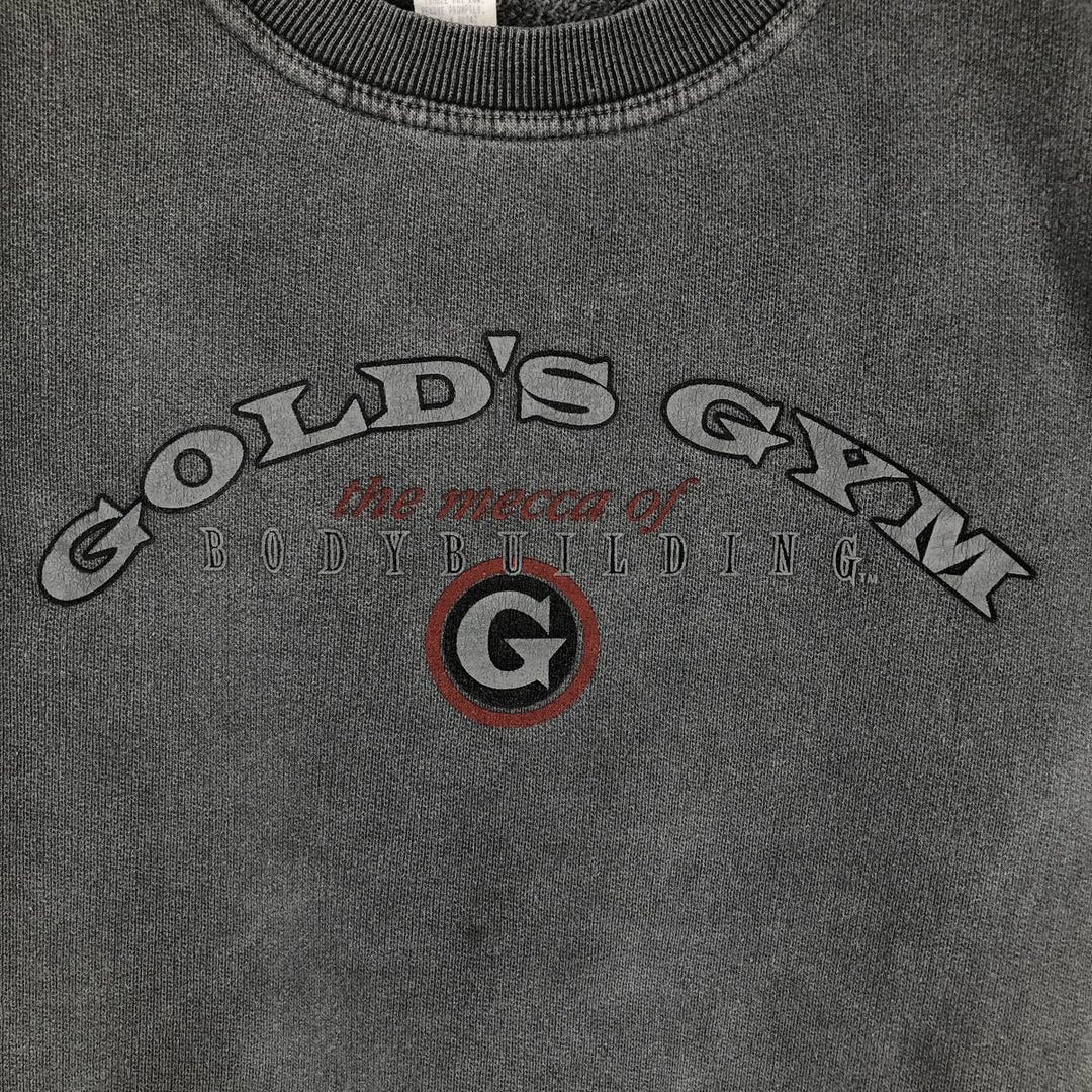 Gold's Gym advertising sweatshirt, made in the USA, men's size XL equivalent. cotton gray type Vintage Second Hand