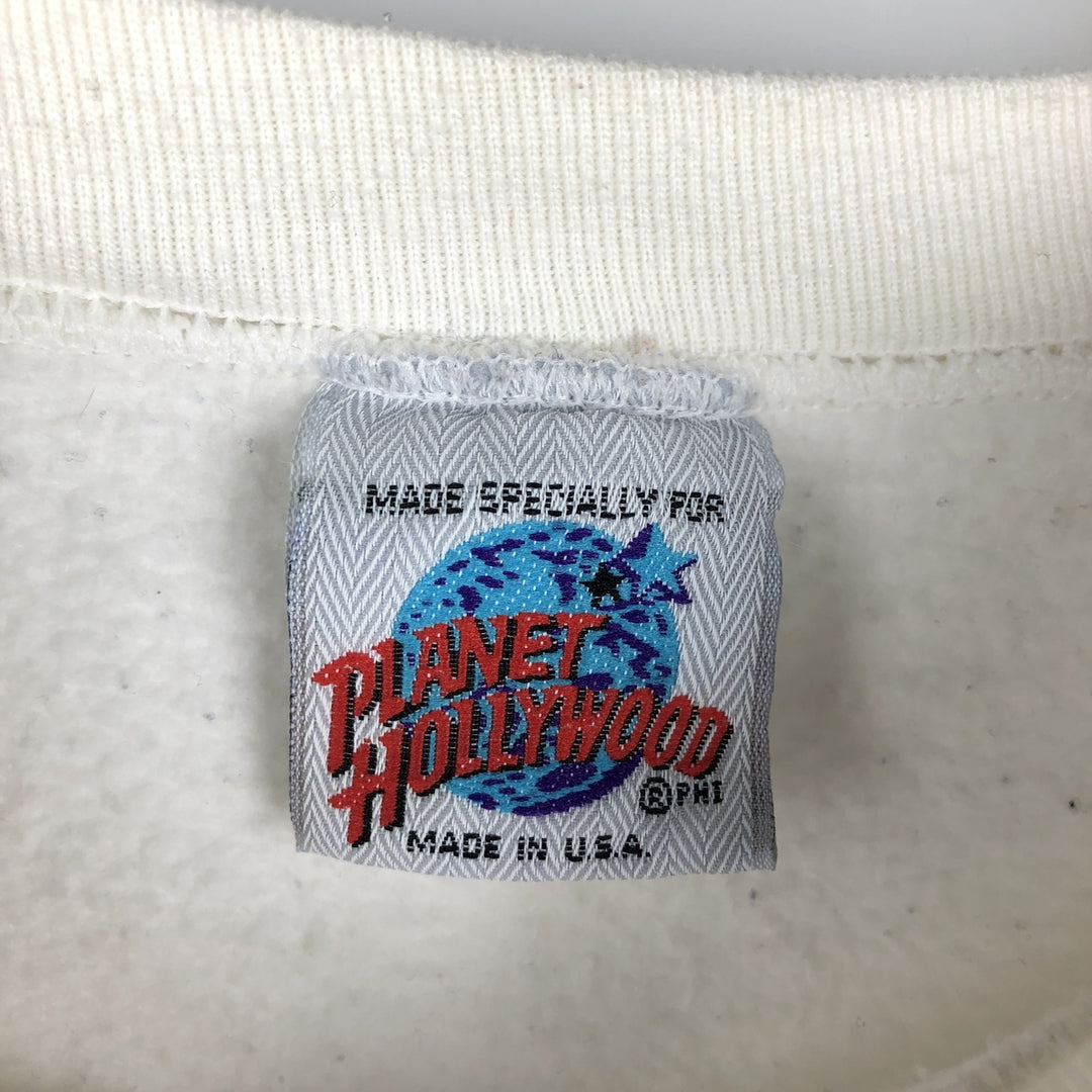 90'S Planet Hollywood Advertising Sweatshirt, Made in USA, Men's L, Vintage unclear white type Vintage Second Hand