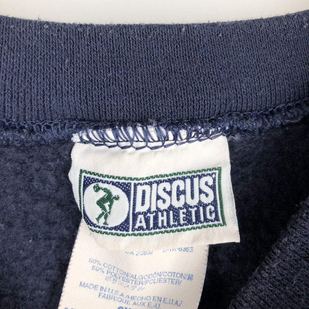 80s-90'S Discus Athletic Advertising Sweatshirt, Made in USA, Men's XXL equivalent, Vintage cotton navy blue type Vintage Second Hand