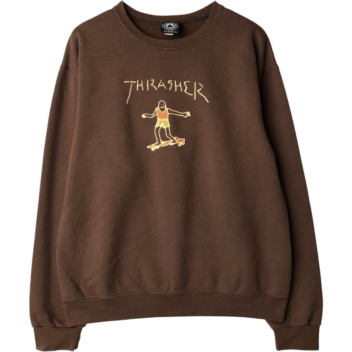 Thrasher THRASHER Printed Sweatshirt Trainer Men's M size cotton black type Vintage Second Hand