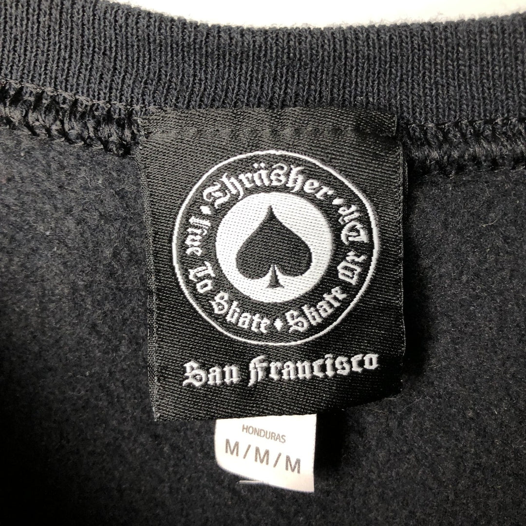 Thrasher THRASHER Printed Sweatshirt Trainer Men's M size cotton black type Vintage Second Hand