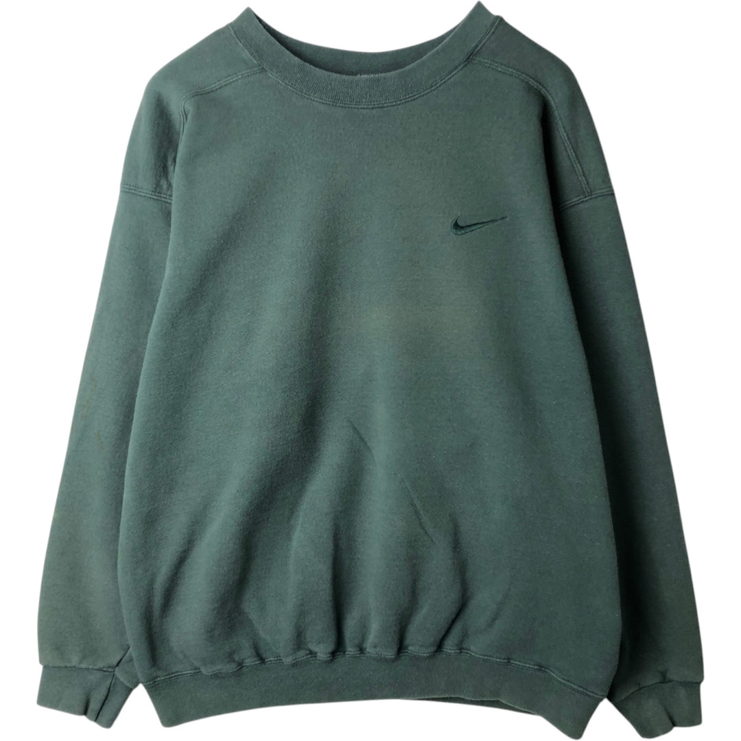 90s~00'S Nike One Point Logo Sweatshirt Trainer Made in USA Men's L Size Vintage cotton green type Vintage Second Hand