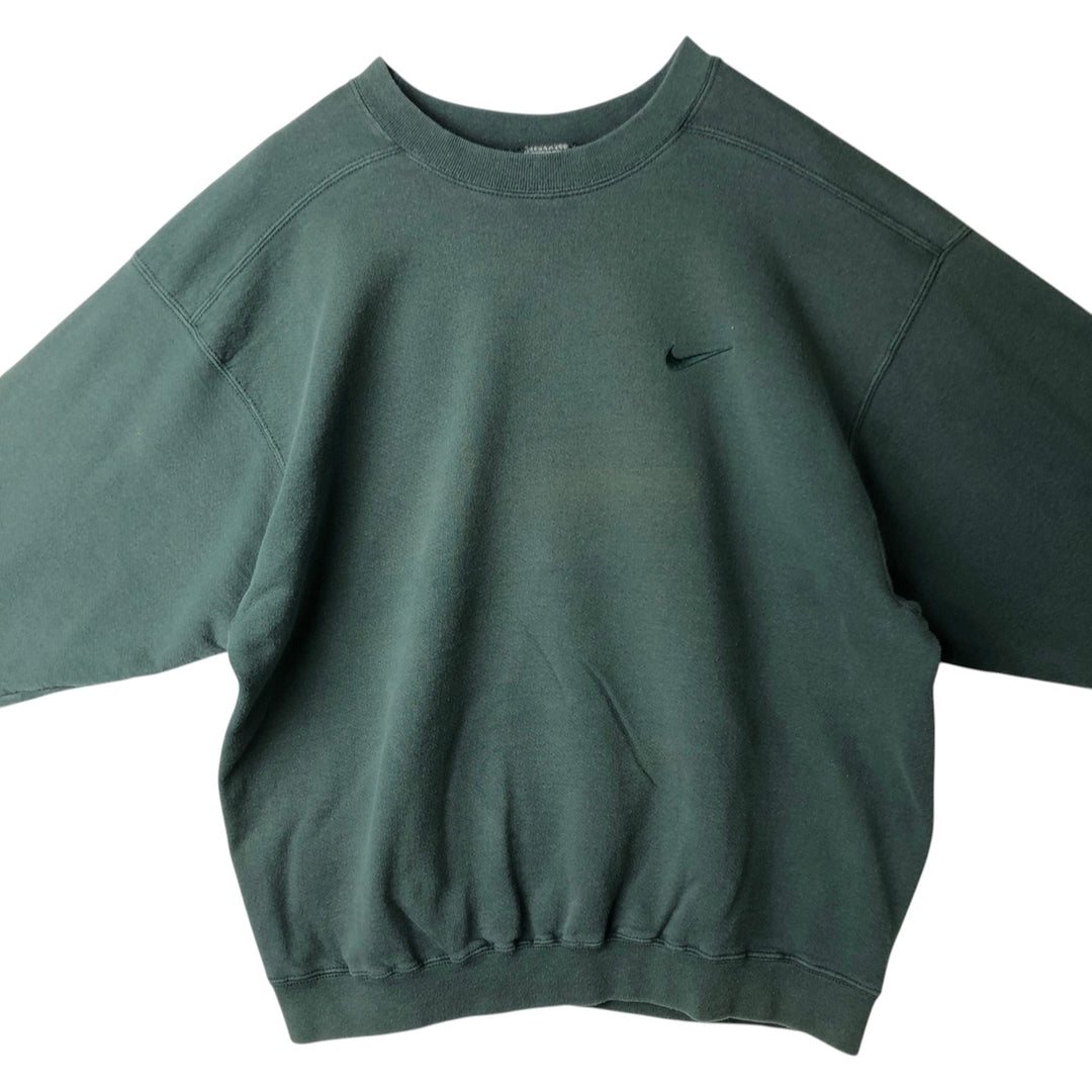 90s~00'S Nike One Point Logo Sweatshirt Trainer Made in USA Men's L Size Vintage cotton green type Vintage Second Hand