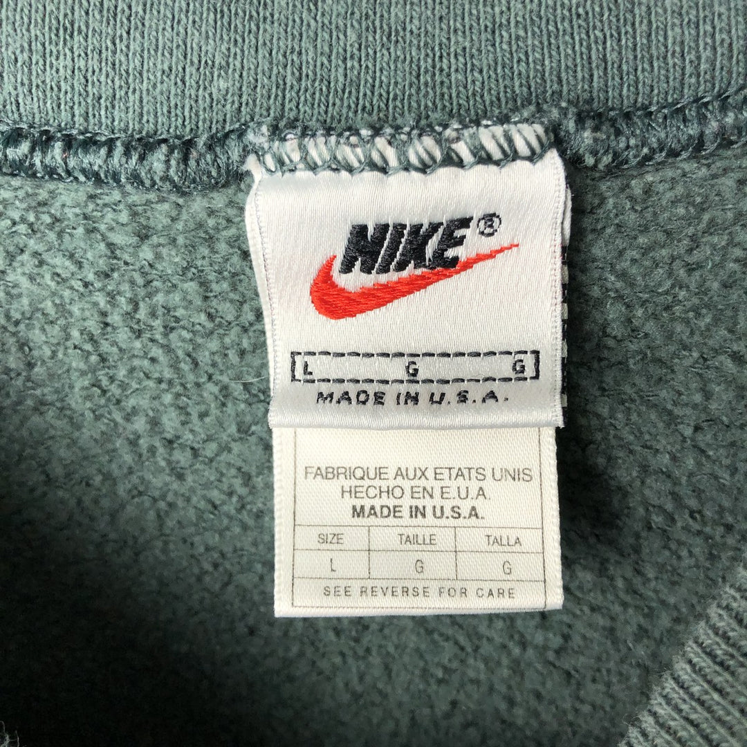 90s~00'S Nike One Point Logo Sweatshirt Trainer Made in USA Men's L Size Vintage cotton green type Vintage Second Hand
