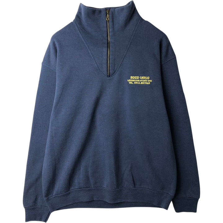 SCREEN STARS SWEATS Half-Zip Sweatshirt (Men's Size XL) cotton navy blue type Vintage Second Hand