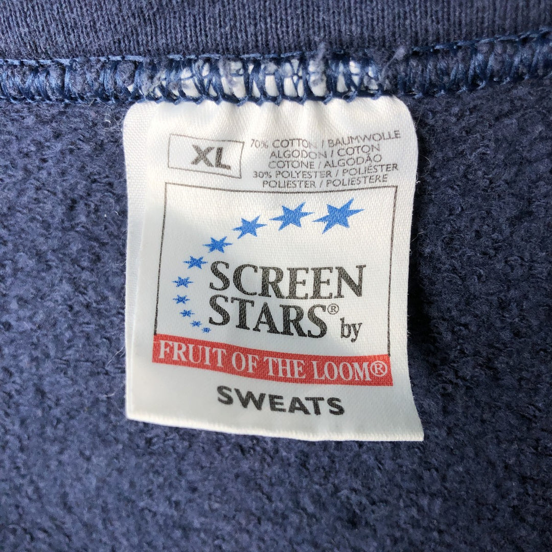 SCREEN STARS SWEATS Half-Zip Sweatshirt (Men's Size XL) cotton navy blue type Vintage Second Hand