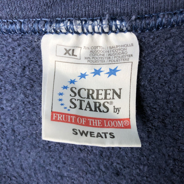 SCREEN STARS SWEATS Half-Zip Sweatshirt (Men's Size XL) cotton navy blue type Vintage Second Hand