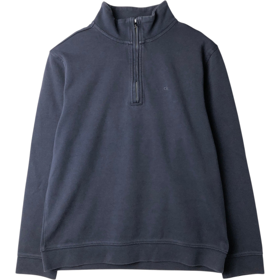 Calvin Klein The Classic Quarter-Zip Half-Zip Sweatshirt (Men's Size M) cotton navy blue type Vintage Second Hand