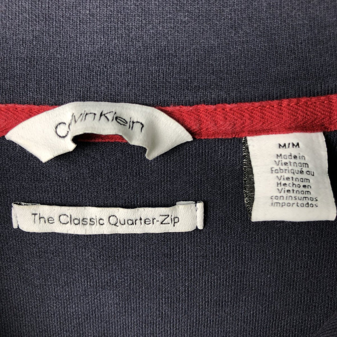 Calvin Klein The Classic Quarter-Zip Half-Zip Sweatshirt (Men's Size M) cotton navy blue type Vintage Second Hand