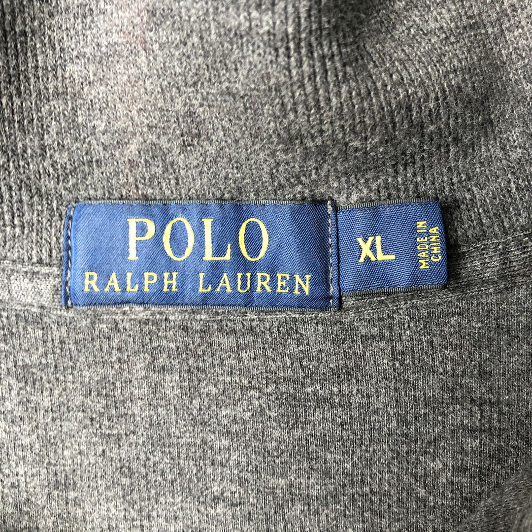 Ralph Lauren POLO RALPH LAUREN Rib-knit Half-Zip Sweatshirt, Men's Size XL (approx.) cotton gray type Vintage Second Hand