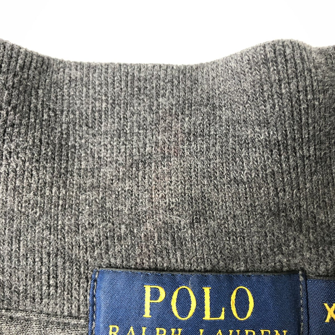 Ralph Lauren POLO RALPH LAUREN Rib-knit Half-Zip Sweatshirt, Men's Size XL (approx.) cotton gray type Vintage Second Hand