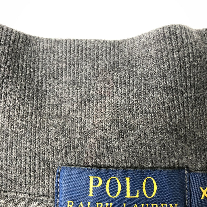 Ralph Lauren POLO RALPH LAUREN Rib-knit Half-Zip Sweatshirt, Men's Size XL (approx.) cotton gray type Vintage Second Hand