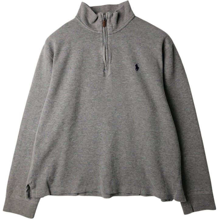 Ralph Lauren POLO RALPH LAUREN ribbed half-zip sweatshirt, men's M size cotton gray type Vintage Second Hand