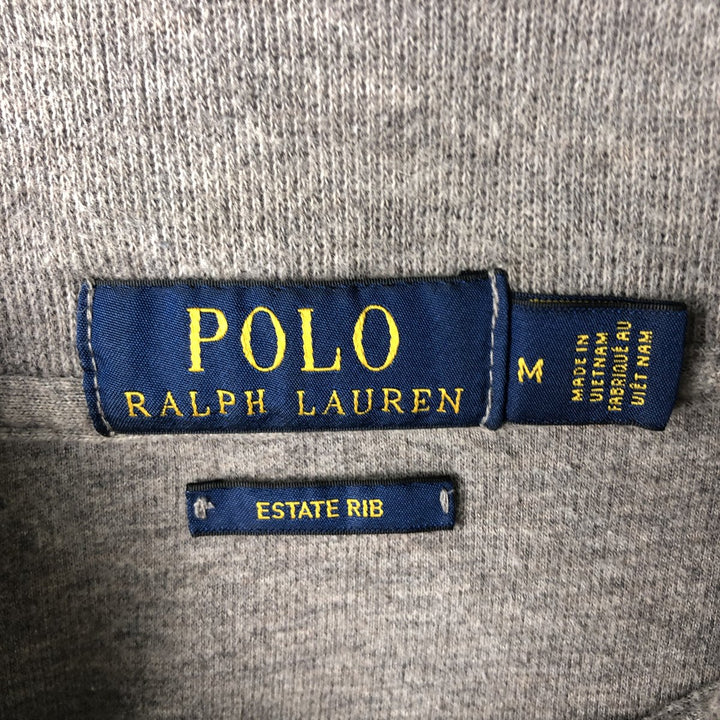 Ralph Lauren POLO RALPH LAUREN ribbed half-zip sweatshirt, men's M size cotton gray type Vintage Second Hand