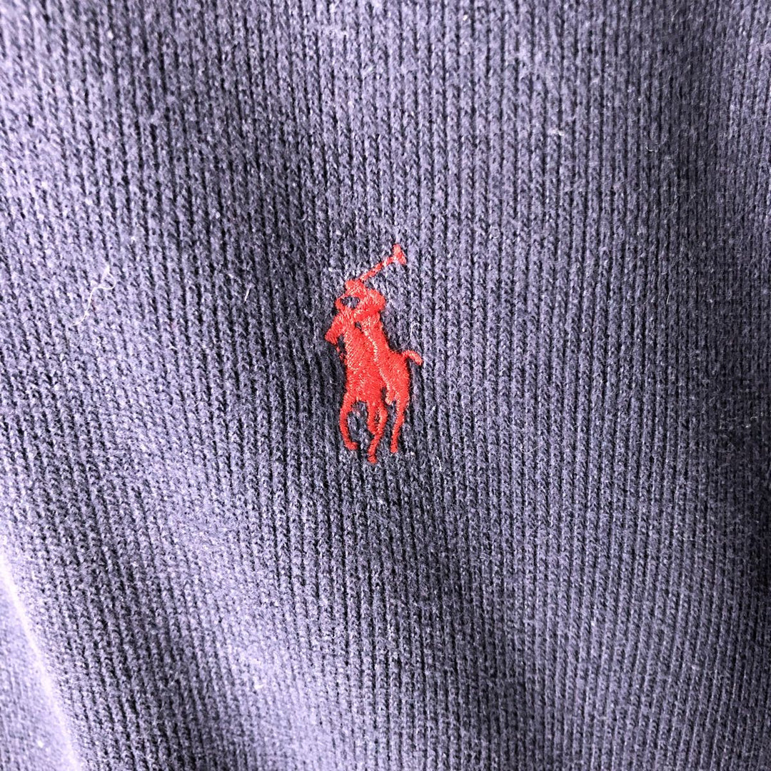 Ralph Lauren POLO by Ralph Lauren Rib-Knit Half-Zip Sweatshirt (Men's Size L) cotton navy blue type Vintage Second Hand