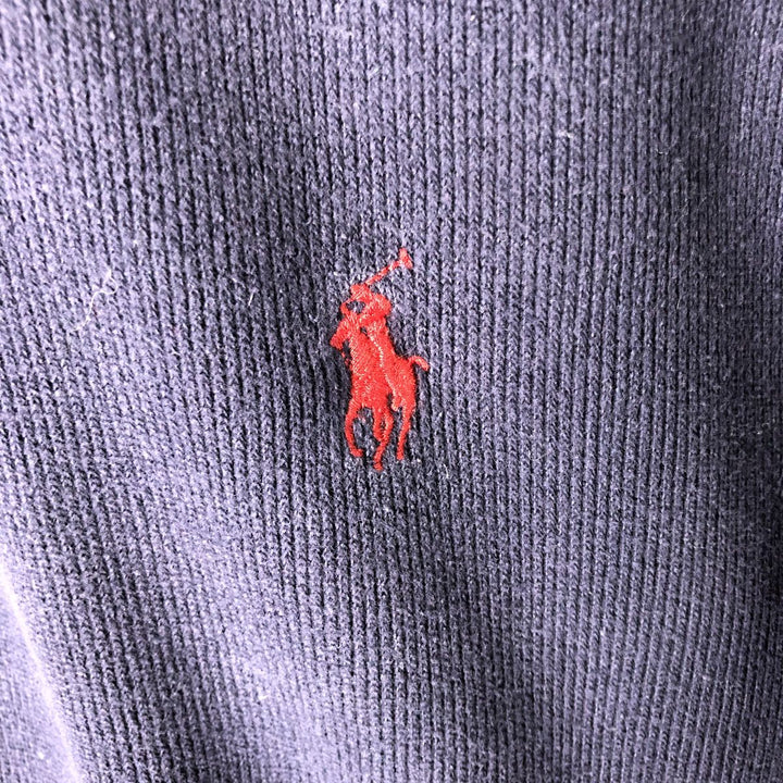 Ralph Lauren POLO by Ralph Lauren Rib-Knit Half-Zip Sweatshirt (Men's Size L) cotton navy blue type Vintage Second Hand