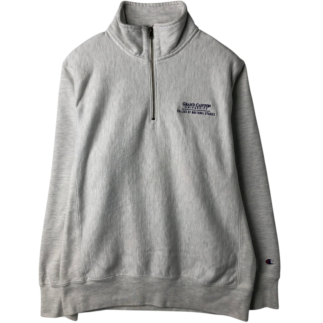 Champion Reverse Weave Half-Zip Sweatshirt, Men's Size L cotton gray type Vintage Second Hand