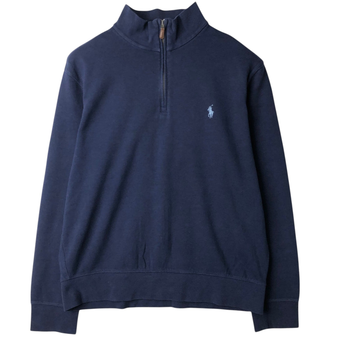 Ralph Lauren POLO RALPH LAUREN Half-zip sweatshirt, men's M size cotton navy blue type Vintage Second Hand