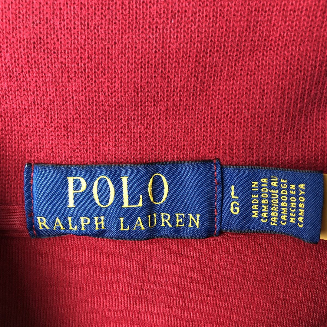 Ralph Lauren POLO RALPH LAUREN ribbed half-zip sweatshirt, men's size L cotton red type Vintage Second Hand