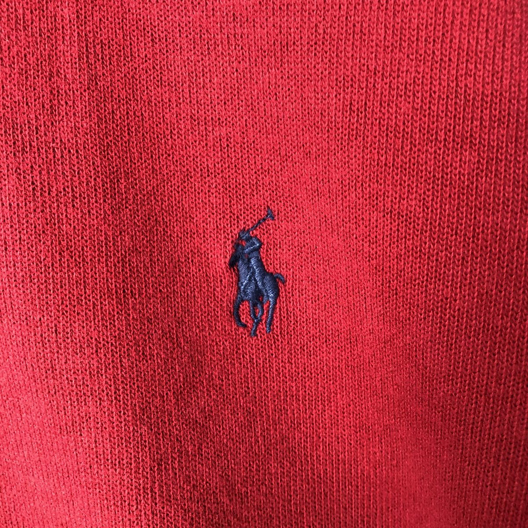 Ralph Lauren POLO RALPH LAUREN ribbed half-zip sweatshirt, men's size L cotton red type Vintage Second Hand
