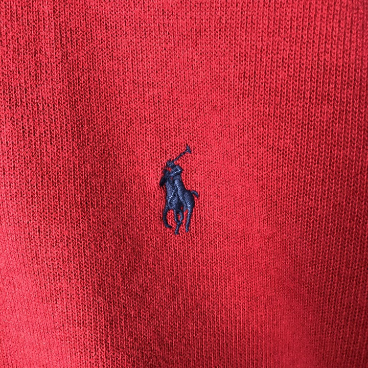 Ralph Lauren POLO RALPH LAUREN ribbed half-zip sweatshirt, men's size L cotton red type Vintage Second Hand