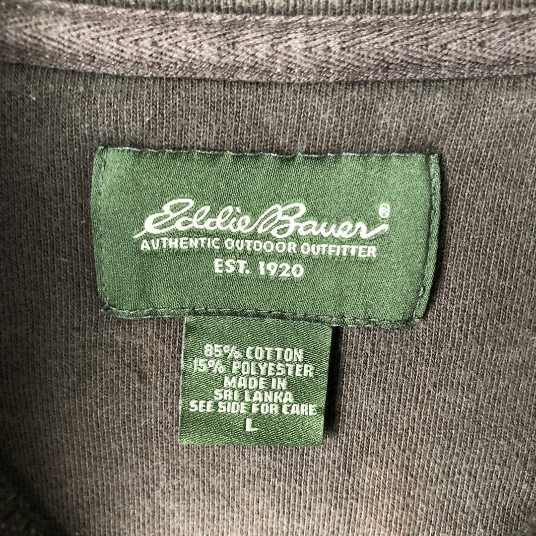 Eddie Bauer Half-Zip Sweatshirt (Men's Size L) cotton brown type Vintage Second Hand