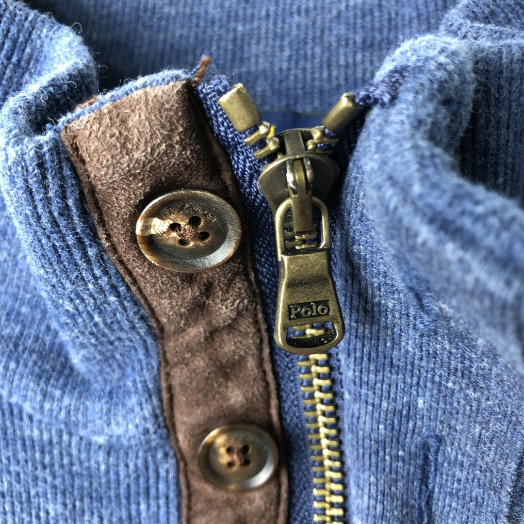 Ralph Lauren POLO RALPH LAUREN Half-zip sweatshirt, sweatshirt, men's size L cotton blue type Vintage Second Hand