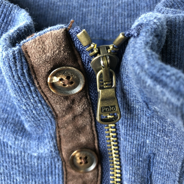 Ralph Lauren POLO RALPH LAUREN Half-zip sweatshirt, sweatshirt, men's size L cotton blue type Vintage Second Hand