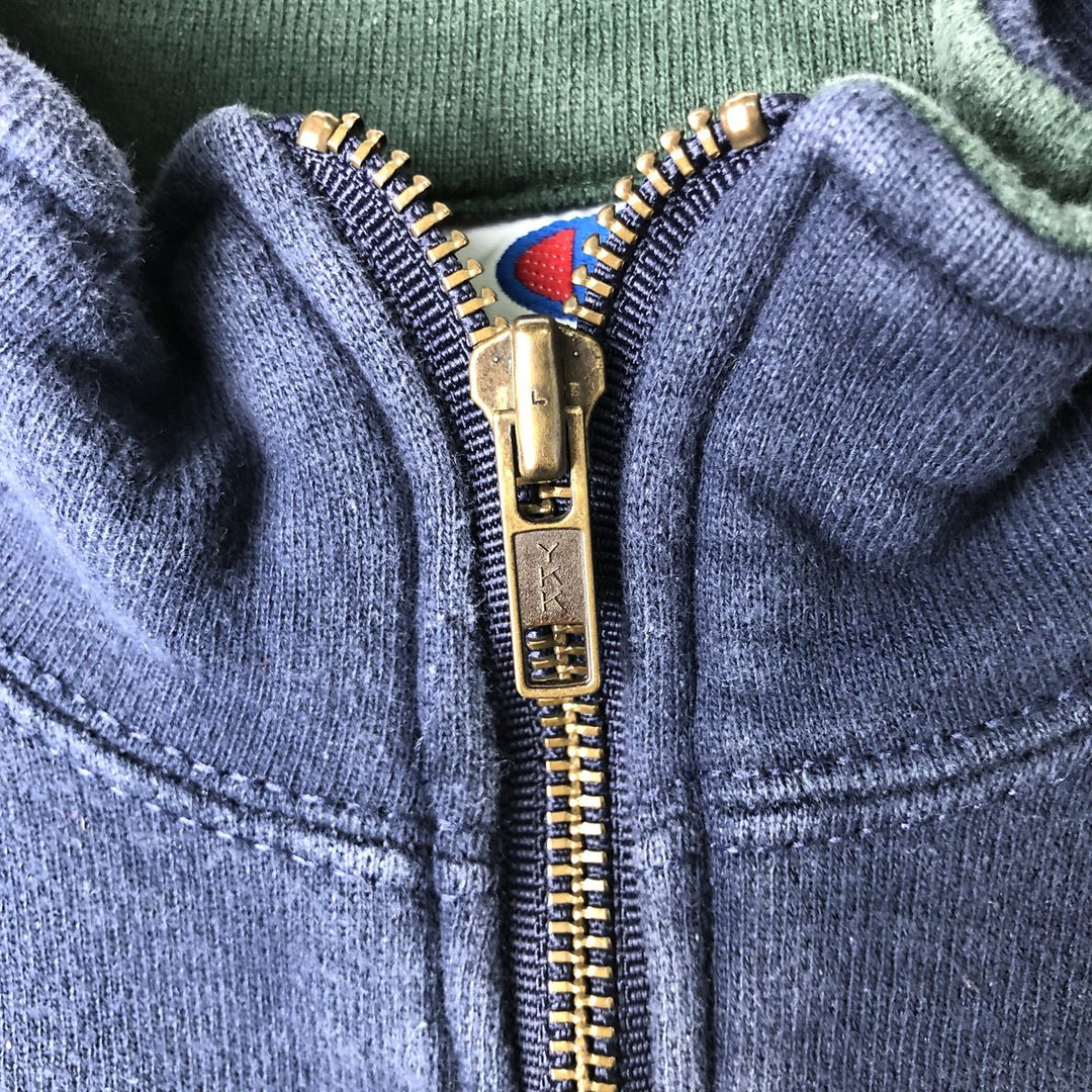 Champion Authentic Half-Zip Sweatshirt, Made in USA, Men's Size XL (approx.) cotton navy blue type Vintage Second Hand