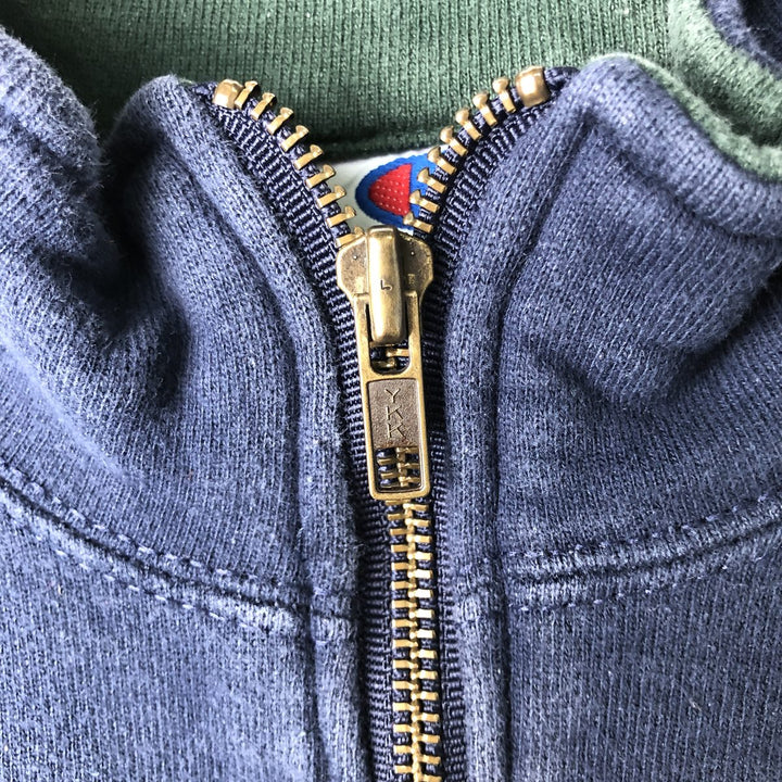 Champion Authentic Half-Zip Sweatshirt, Made in USA, Men's Size XL (approx.) cotton navy blue type Vintage Second Hand