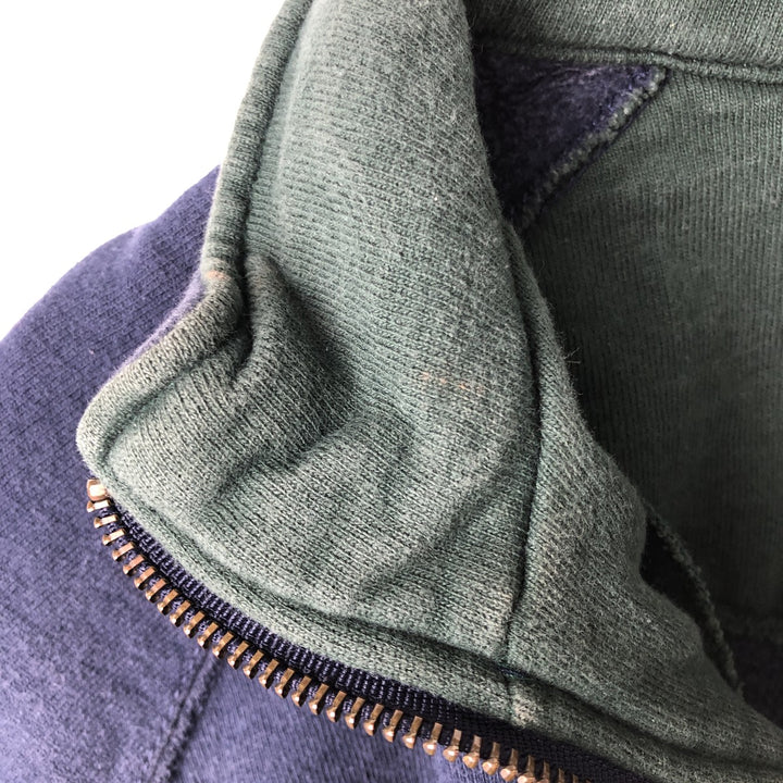 Champion Authentic Half-Zip Sweatshirt, Made in USA, Men's Size XL (approx.) cotton navy blue type Vintage Second Hand