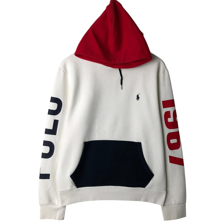 Ralph Lauren POLO RALPH LAUREN Tricolor Sweatshirt Pullover Hoodie, Men's Size M (approx.) unclear white type Vintage Second Hand
