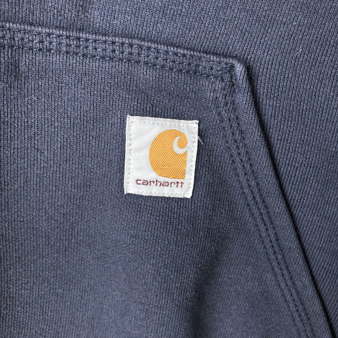 Carhartt ORIGINAL FIT sweatshirt half zip hoodie, men's size M cotton navy blue type Vintage Second Hand