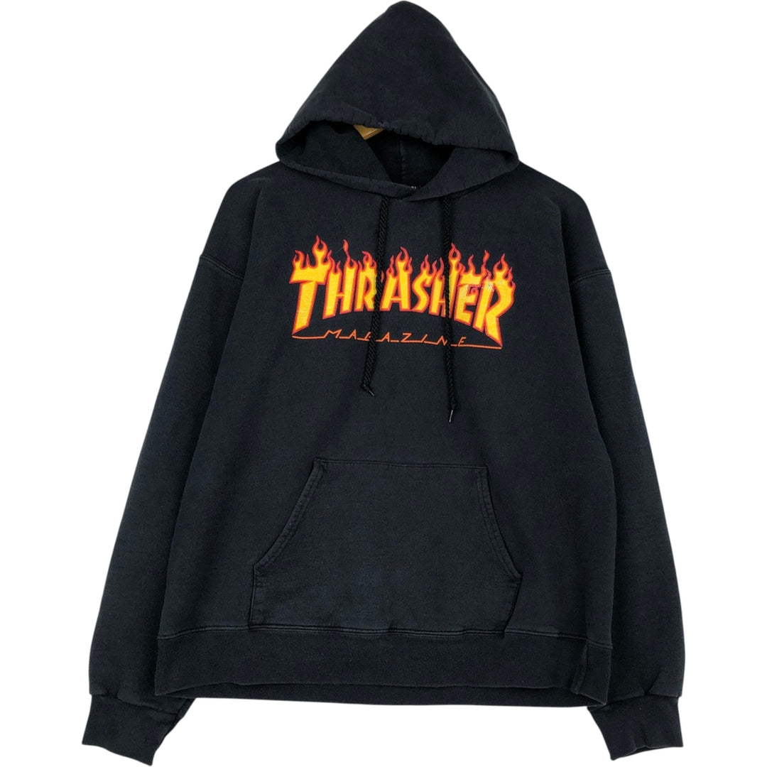Thrasher Fire Pattern Pullover Hoodie, Men's Size M cotton black type Vintage Second Hand