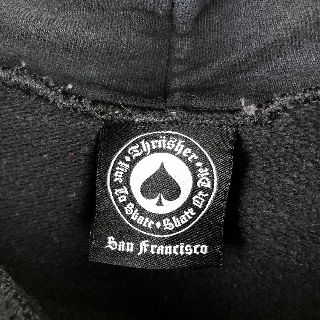 Thrasher Fire Pattern Pullover Hoodie, Men's Size M cotton black type Vintage Second Hand