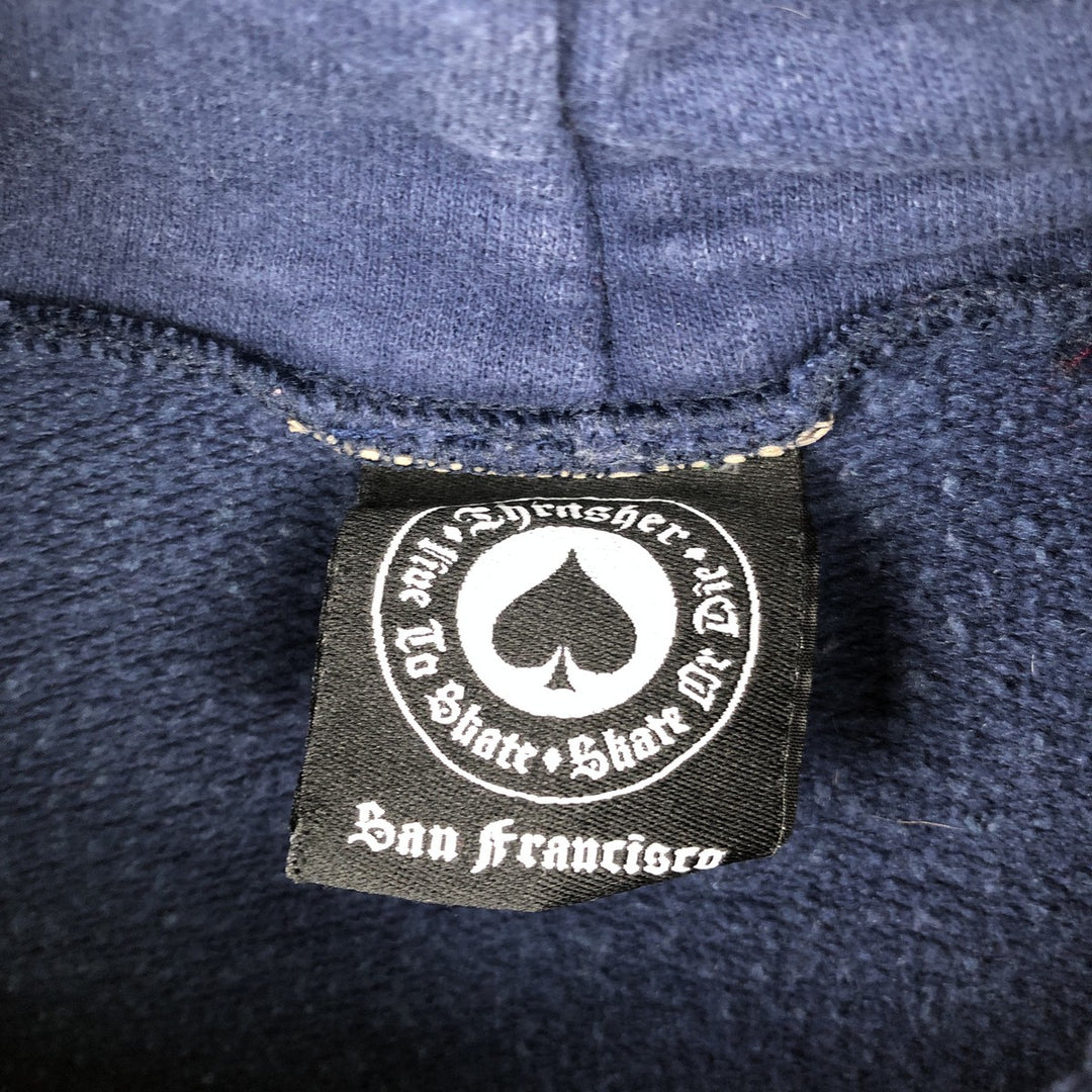 Thrasher Fire Pattern Pullover Hoodie, Men's Size M cotton navy blue type Vintage Second Hand