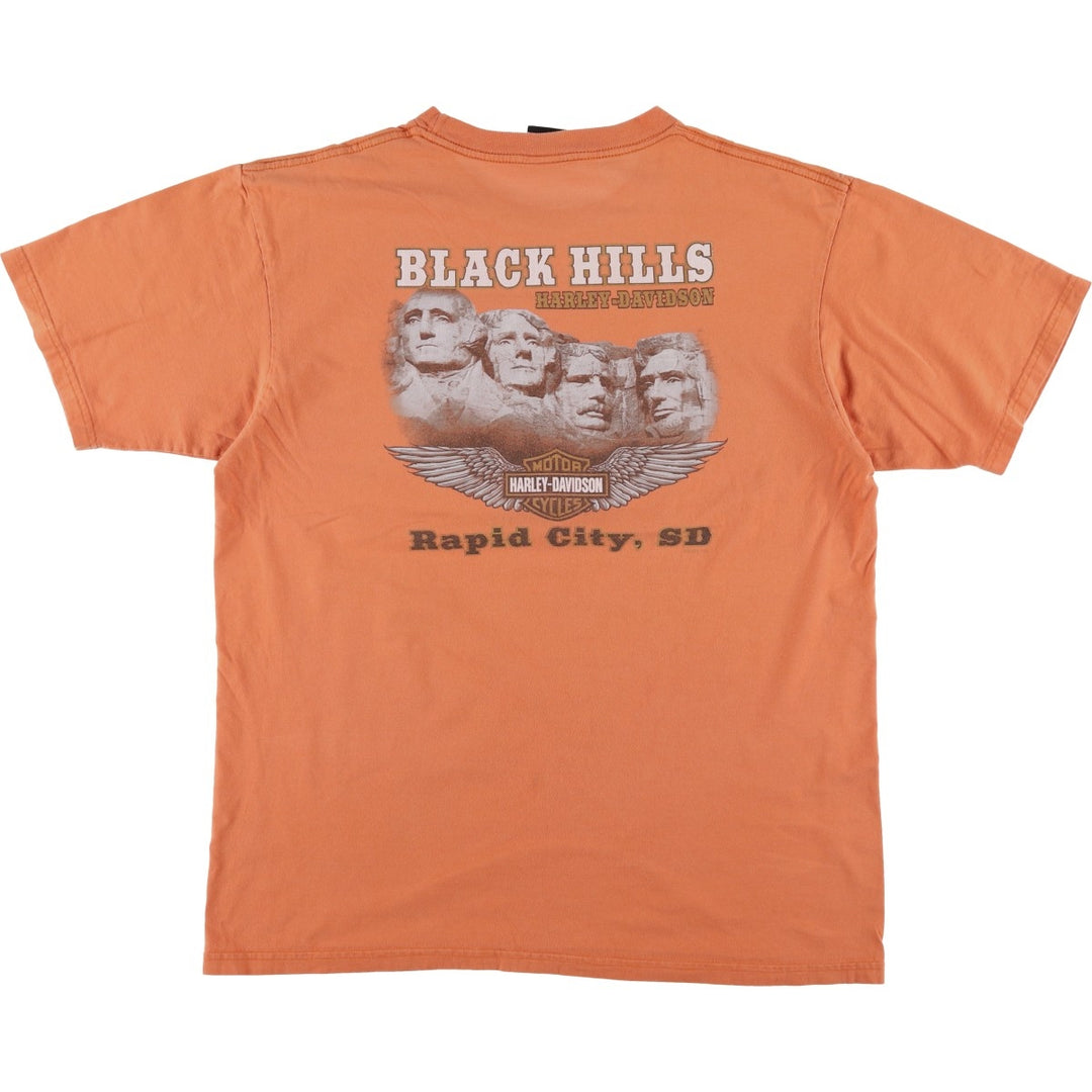 00'S Harley-Davidson Skull Pattern Motorcycle Bike T-shirt Made in USA Men's XL cotton orange type Vintage Second Hand