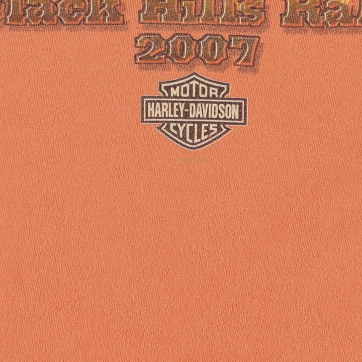 00'S Harley-Davidson Skull Pattern Motorcycle Bike T-shirt Made in USA Men's XL cotton orange type Vintage Second Hand